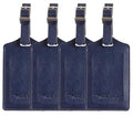 4 Pack Leather Luggage Travel Bag Tags by Travelambo (Deep Blue)
