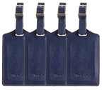 4 Pack Leather Luggage Travel Bag Tags by Travelambo (Deep Blue)