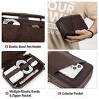 Electronic Organizer Case Tech Kit (Vintage Coffee -【Lychee Grain Leather】 / Electronic Storage Case - Sturdy Handmade)