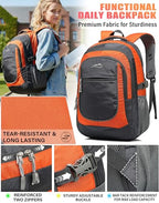 Backpack Bookbag for College Sturdy Travel Business Hiking Fit Laptop Up to 15.6 Inch Multi Compartment Gifts for Men Women Night Light Reflective (15.6 Inch / Orange)