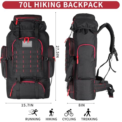 Hiking Backpack for Men 70L (70l-blackred)