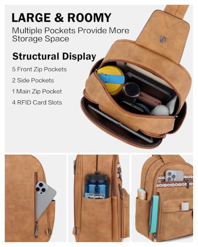 Large Sling Bag for Women (Camel Brown Nubuck Style)