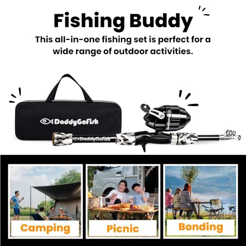 Kids Fishing Pole For Boys (Black (Complete Set) / 4ft)