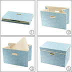 Larger Collapsible Storage Cubes with Lids Fabric Decorative Storage Bins Boxes Organizer Containers Baskets with Cover Handles for Bedroom Closet Living Room Blue 17.7x11.8x11.8 Inch 3 Pack (Blue / Large(3-Pack))