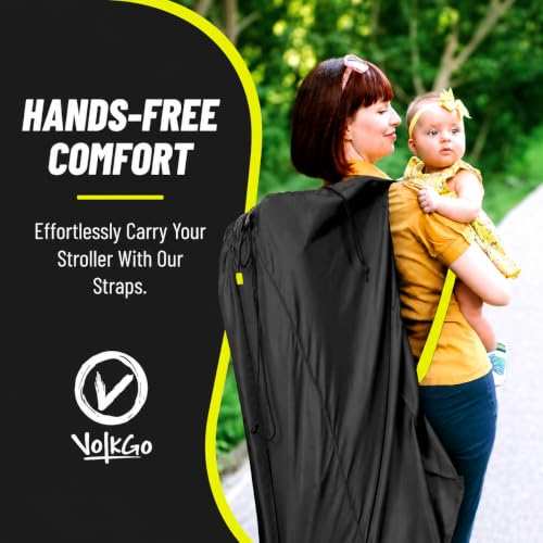 XL Stroller Travel Bag for Airplane with Backpack Shoulder Straps (Black)