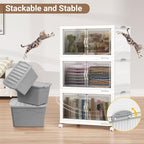 500Qt Stackable Storage Bins with Lid (White / 100QT-5Pack)