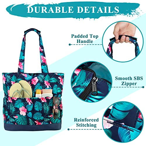 Beach Bag for Women (Green Flowers)