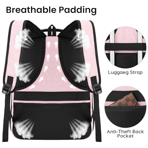 Backpack for Girls Women (Pink / 15.6 Inch)