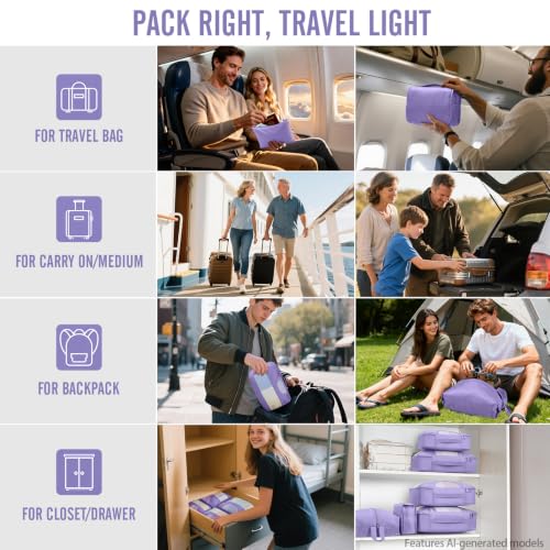 10 Set Packing Cubes for Travel Essentials (06 Attractive Purple)