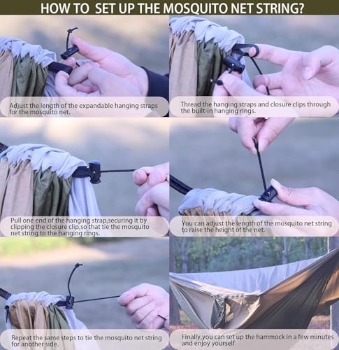 Camping Hammock with Mosquito Net (Green&khaki / X-Large)