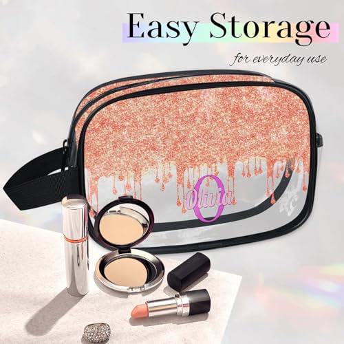Custom Name Makeup Bag Travel Bag (Orange)