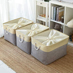 Storage Bins Baskets for Organizing (Gold&Grey / 3PCS/Extra Jumbo - 20.5Lx15.7Wx13.8H)