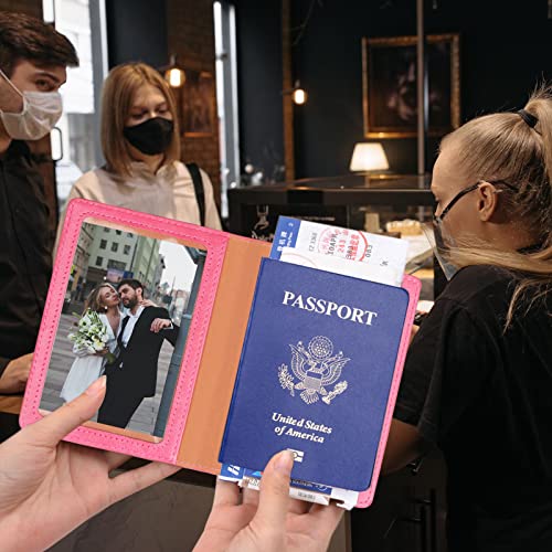 Passport Holder for Travel Cruise Essentials 2 Pcs (A-a-bright pink & purple / Minimalist)