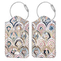 Luggage Tags Privacy Cover ID Label for Travel Bag Suitcase (Marble Tiles)