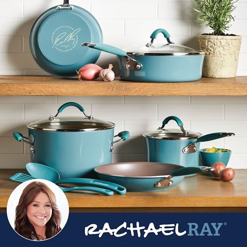 Cucina Nonstick Cookware (Agave Blue / 10 Piece Porcelain)