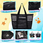 Mesh Beach Bag with Zipper (Black)