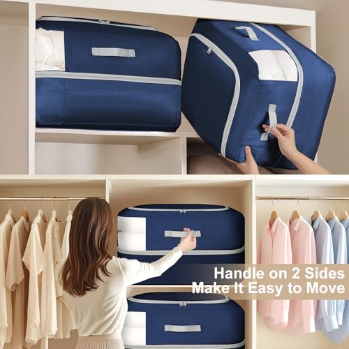 Comforter Storage Bag (Navy Blue / 110L (2-Layer Compression))