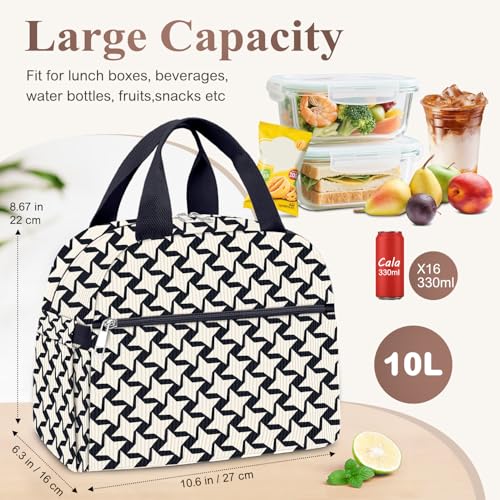 Lunch Bag Lunch Box for Women (B-B-Corduroy Stars / Medium - 10L)