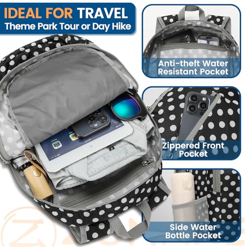 Lightweight Packable Backpack 25L (25L / Black, White Polka Dot)