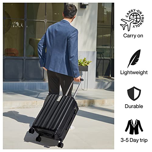 24 Inch Luggage Suitcases With Spinner Wheels Lightweight PC Hard Shell Rolling Suitcase With Travel Lock (24 Inch / Jet Black)