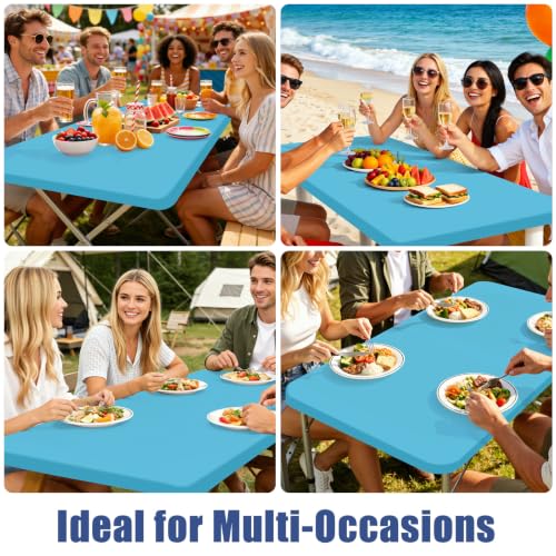 2 Pack Rectangle Spandex Fitted Table Cloth (Blue Mist / 48" x 24" (Rectangular))
