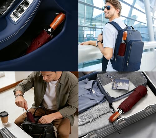 Big Golf Umbrella Folding Windproof Portable Compact Auto Open for Women (07.Wine Red)