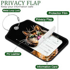 2 Pack Luggage Tags for Suitcases Travel Bag with Name Label Stainless Loop (Cute Cat)