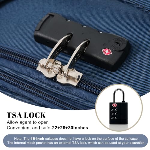 4 Piece Expandable Luggage Set (Softside Luggage(22/26/30) / Deep Blue+18IN)