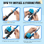 Kids Fishing Pole Set (Blue Pole Set with Sunglasses / 1.2M 3.9FT)