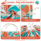 Canvas Laundry Bag with Handles & Drawstring 30"Wx35"H (Pink Flamingo L+ / L+ 30"Wx 35"H┃1 Pack)