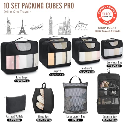 10 Set Packing Cubes for Travel Essentials (01 Black)