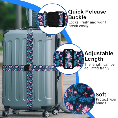 Luggage Straps for Suitcases (Pink Flowers)
