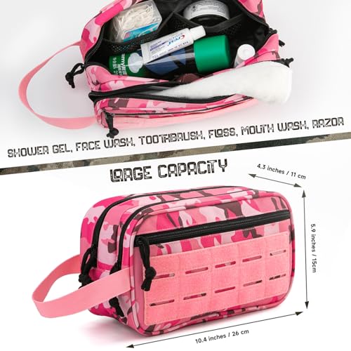 Tactical Toiletry Bag For Women Hygiene Bag EDC Military Tool Molle Pouches Small Dopp Kit Mens Shaving Kit Travel shower Bags (1 US Pink Camo)