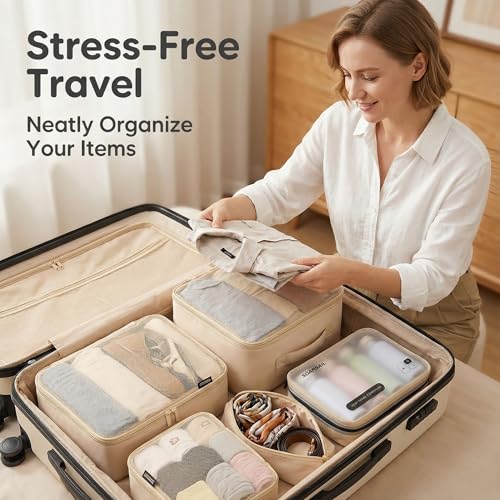 6 Set Compression Packing Cubes for 7 (Mist Khaki / 6 Pack)