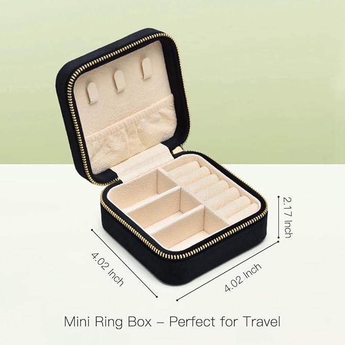 Travel Jewelry Case, Small Plush Velvet Jewelry Box - Image 3