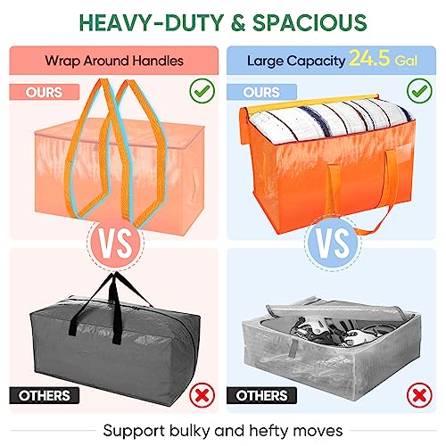 2 Pack Oversized Moving Bags with Reinforced Handles (2-Pack / Orange)