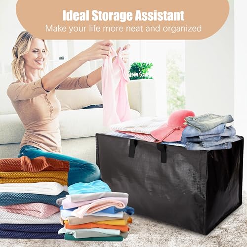Heavy Duty Moving Bags with Backpack Straps and Strong Handles (Black / 93 L - 12 pcs - Backpack)