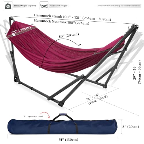 Universal Double Hammock with Stand Included for 2 Persons (1. Red)