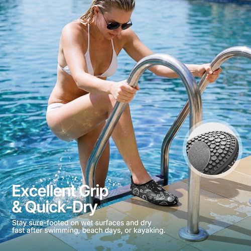Water Shoes for Women Men Quick (11.5-12.5 Women/10.5-11.5 Men / Space Black White)