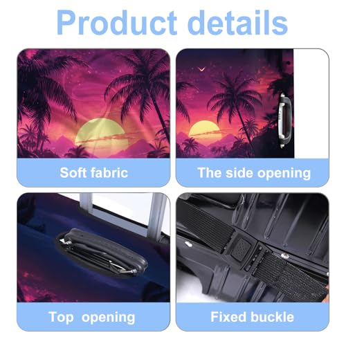 Coconut Trees Luggage Cover Washable Suitcase Protector Anti (Coconut trees / L(28-30inch suitcase))
