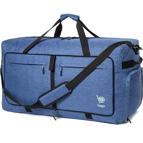Travel Duffle Bag for Women & Men. Extra Large Foldable Duffel Bags (120L / SnowDepBlue)