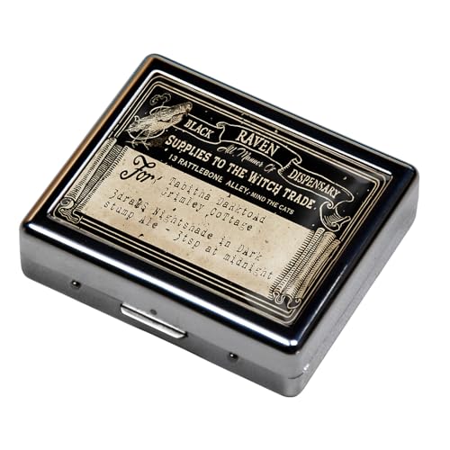 Silver Vintage Pill Box 7 Day Metal Pill Box with Mirror and 8 Compartments Cute Travel Pill Organizer for Purse (Vintage Label)