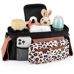 Universal Stroller Organizer with Insulated Cup Holder (Leopard / Classic Organizer)
