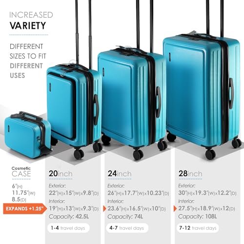 Hard Shell Luggage Sets with Spinner Wheels 4 Piece (4 Piece Set (20/24/28) / Teal)