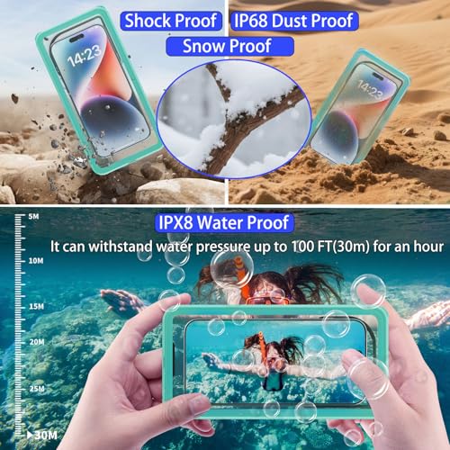 Waterproof Phone Case for Snorkeling with Lanyard IPX8 Underwater Touch (Green)