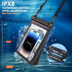 Large Floating Waterproof Phone Pouch [with Sealing Strip] Black (Black / Large (Up to 8.5"))