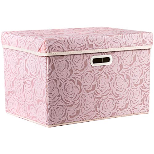 Larger Collapsible Storage Bin with Lid [1 (Pink / Large(1-Pack))