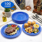100 Pcs 10 Inch Blue Plates (Blue / 100 Pcs)