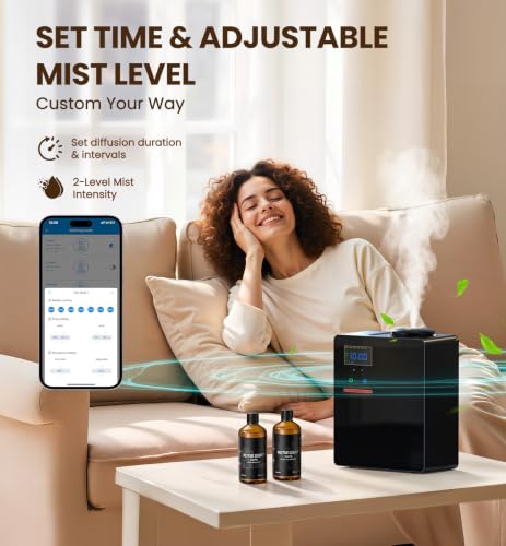Waterless Essential Oil Diffuser with 2 x 100ML Oils (Black+2*100ml Oils)