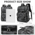 Vintage Backpack Travel Laptop Backpack with usb Charging Port for Women & Men College Backpack Fits 15.6 Inch Laptop Camouflage Gray (Camo&gray)